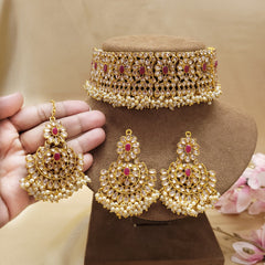Kundan Choker Set/Indian Jewelry/Bridal Jewelry/Festive Necklace Set/Partywear Choker Set/Wedding Jewelry Set