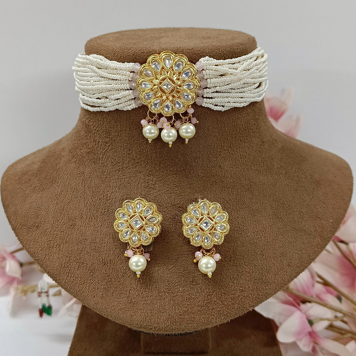 Pearl & Kundan Choker Set / Kundan Jewelry / Kundan Necklace / Indian Jewelry / Indian Jewellery