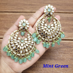 Mirror Chandbali Earrings/Kundan Earrings/Kundan Chandbali/Drop Earrings/Wedding Earrings