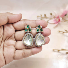 Polki Stud Earrings / Silver-Gold Kundan Stud Earrings / Small Kundan Earrings / Celebrity Inspired Earrings / Silver Polki Stud Earrings