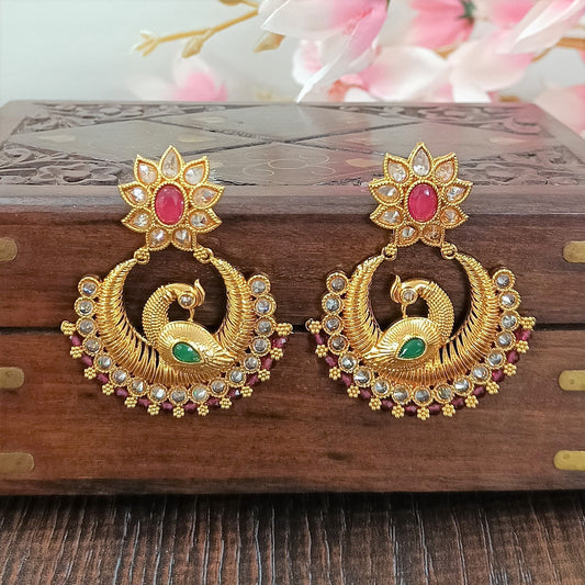 Indian CZ Earring/Gold Plated Polki Earrings/Stone Earrings/Indian Jewelry/Punjabi/Bridal Earring/Wedding Earrings