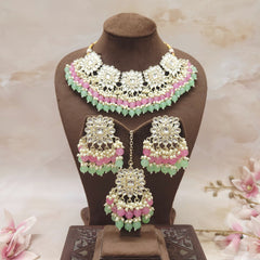 Premium Quality Kundan Studded Jewelry Set/White/Pink/Multi/Mint Indian Jewelry Set/Kundan Bridal Necklace Set/Wedding,Engagement,Parywear